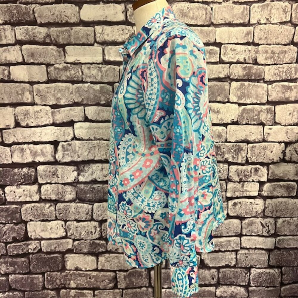 Talbots Multicolored Button Down Long Sleeve Blou… - image 4